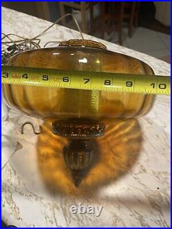 Vintage Hanging Amber Swag Pendant Lamp with Diffuser, Retro Light MCM