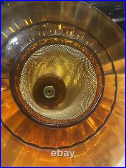 Vintage Hanging Amber Swag Pendant Lamp with Diffuser, Retro Light MCM