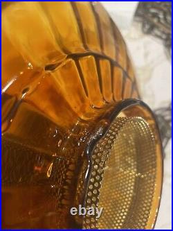 Vintage Hanging Amber Swag Pendant Lamp with Diffuser, Retro Light MCM