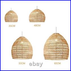 Vintage Hanging Bamboo Wicker Rattan Pendant Light Fixture Ceiling Lamp Decor US