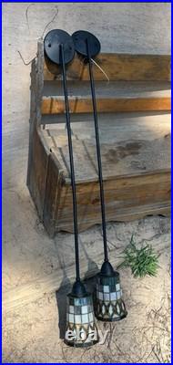 Vintage Hanging Bar Lights. Multi Stained Glass