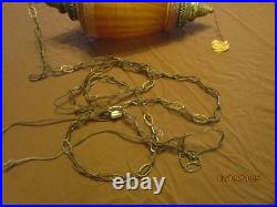 Vintage Hanging Brown Glass Swag Pendant Lamp Chain Works Nice Colors Light Vintage Hanging Brown Glass Swag Pendant Lamp Chain Works Nice Colors Light