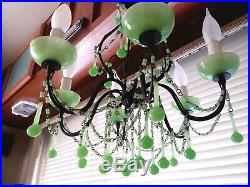 Vintage Hanging Ceiling Jadeite Chandelier Lamp