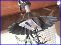 Vintage Hanging Ceiling Jadeite Chandelier Lamp