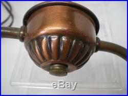 Vintage Hanging Copper Lamp with Nuart Iridescent Marigold Glass Lamp Shade Works