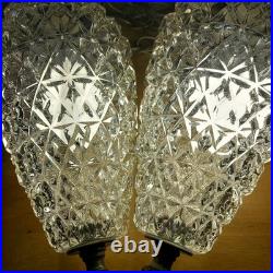 Vintage Hanging Double Pendant Pineapple Diamond Cut Glass Light Swag Chain MCM