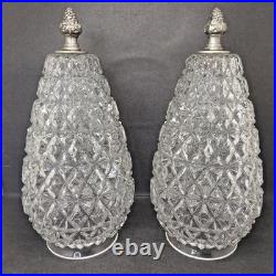 Vintage Hanging Double Pendant Pineapple Diamond Cut Glass Light Swag Chain MCM