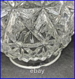Vintage Hanging Double Pendant Pineapple Diamond Cut Glass Light Swag Chain MCM