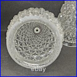 Vintage Hanging Double Pendant Pineapple Diamond Cut Glass Light Swag Chain MCM