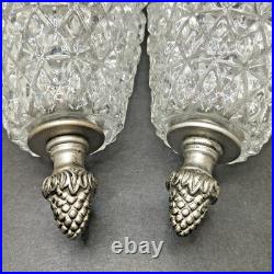 Vintage Hanging Double Pendant Pineapple Diamond Cut Glass Light Swag Chain MCM