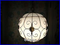 Vintage Hanging Glass Swag Lamp Light