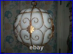 Vintage Hanging Glass Swag Lamp Light