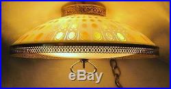 Vintage Hanging Glass Swag Saucer Lamp Light MID Century Modern Chandelier Retro