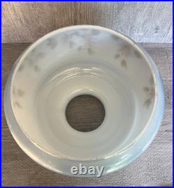 Vintage Hanging Hurricane Lamp Painted Floral Blue Shade 3 Way Ceiling Fixture