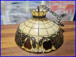 Vintage Hanging Lamp Acrylic Tiffany Style J. N Machet Fruit Pendant Parlor Lamp