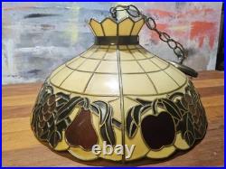 Vintage Hanging Lamp Acrylic Tiffany Style J. N Machet Fruit Pendant Parlor Lamp