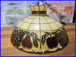 Vintage Hanging Lamp Acrylic Tiffany Style J. N Machet Fruit Pendant Parlor Lamp