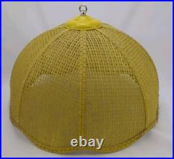 Vintage Hanging Lamp Shade Mid Century Yellow Woven Rattan Basket No Wiring