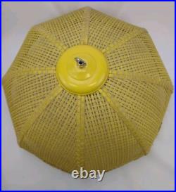 Vintage Hanging Lamp Shade Mid Century Yellow Woven Rattan Basket No Wiring