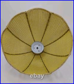 Vintage Hanging Lamp Shade Mid Century Yellow Woven Rattan Basket No Wiring