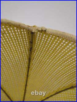 Vintage Hanging Lamp Shade Mid Century Yellow Woven Rattan Basket No Wiring