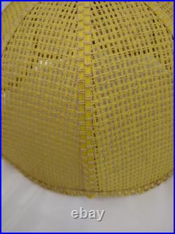 Vintage Hanging Lamp Shade Mid Century Yellow Woven Rattan Basket No Wiring
