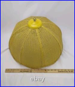 Vintage Hanging Lamp Shade Mid Century Yellow Woven Rattan Basket No Wiring
