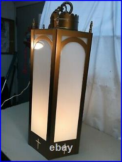 Vintage Hanging Light Church Cathedral Wedding Lamp With Mount Large 30in Gothic