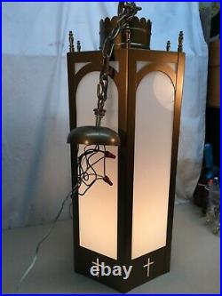 Vintage Hanging Light Church Cathedral Wedding Lamp With Mount Large 30in Gothic