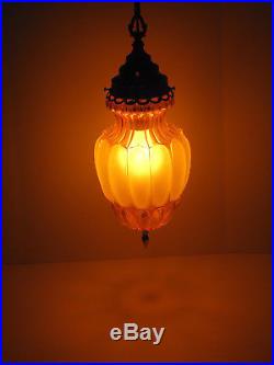 Vintage Hanging Light Lamp Swag Glass Retro