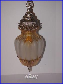 Vintage Hanging Light Lamp Swag Glass Retro