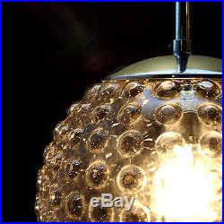 Vintage Hanging Light Pendant Lamp Bubble Glass Globe Chrome Mid-Century STAFF