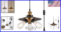 Vintage Hanging Light with Plug-in Cord Black Swag Lamp