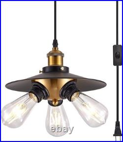 Vintage Hanging Light with Plug-in Cord Black Swag Lamp