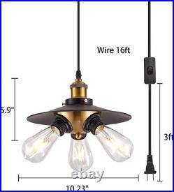 Vintage Hanging Light with Plug-in Cord Black Swag Lamp