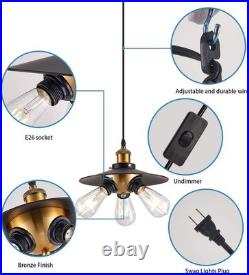 Vintage Hanging Light with Plug-in Cord Black Swag Lamp