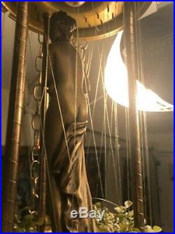 Vintage Hanging Mineral Oil Raining Greek Goddess Statue Lamp