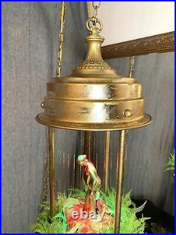 Vintage Hanging Oil Rain Lamp Motion Nude Lady Goddess 1970s Brass 30