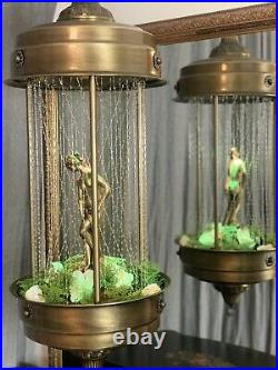 Vintage Hanging Oil Rain Lamp Motion Nude Lady Goddess 1970s Brass 38