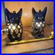 Vintage Hanging Owl Lamps Pair Cast Iron Swag Lights Rustic Gothic Cabin Decor
