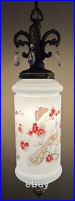 Vintage Hanging Peacock And Butterfly Swag Lamp Light