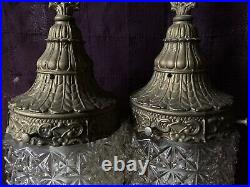 Vintage. Hanging Pressed Glass Swag Lamp Shades On Chains