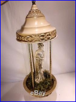 Vintage Hanging Swag 60s 70s Large Rain Mineral Oil Lamp Nude Goddess Pillar