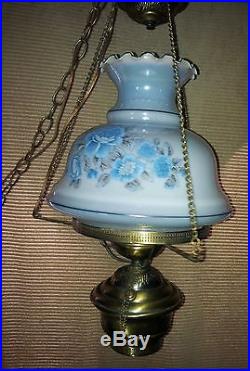 Vintage Hanging Swag Gone With The Wind Hurricane Victorian Lamp Floral