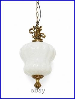 Vintage Hanging Swag Lamp HollyWood Regency Iridescent Glass Pendant Lamp