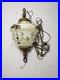 Vintage Hanging Swag Lamp HollyWood Regency Iridescent Glass Pendant Lamp