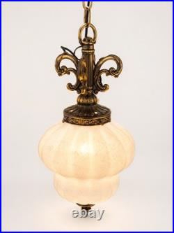 Vintage Hanging Swag Lamp HollyWood Regency Iridescent Glass Pendant Lamp