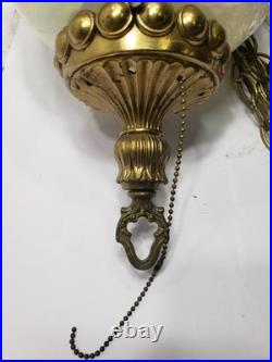Vintage Hanging Swag Lamp HollyWood Regency Iridescent Glass Pendant Lamp
