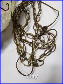 Vintage Hanging Swag Lamp HollyWood Regency Iridescent Glass Pendant Lamp