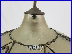 Vintage Hanging Swag Lamp Light Glass Mid-Century Hollywood Regency Pendant